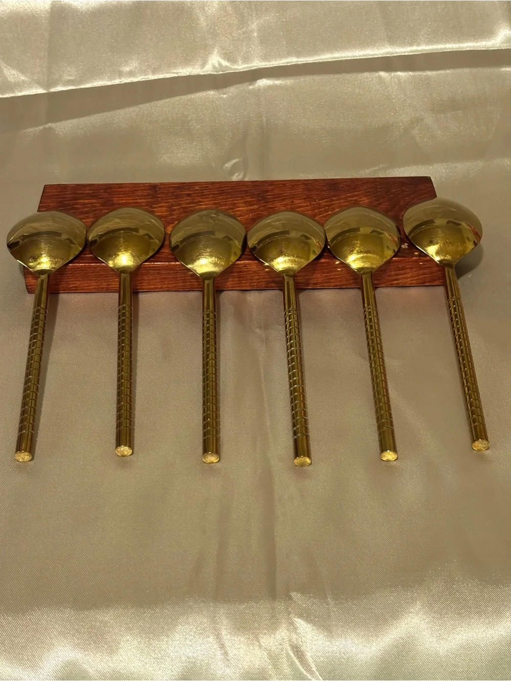 Set of 6 Goldtone Stainless Steel Dinner Spoons